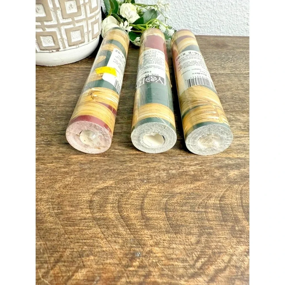 Vintage York Wallpaper Border Southwestern Brushstroke Burgundy Green NOS - 3